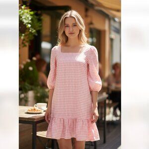 NWT Blecker 126 Gingham Square Neck Mini Dress